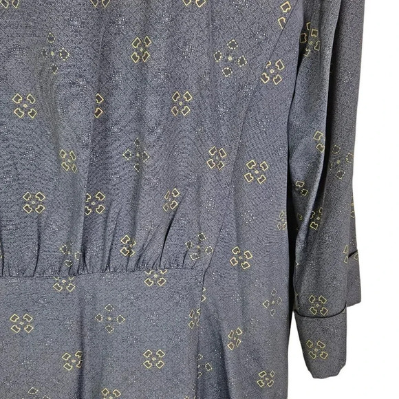 Vintage‎ J.B.S. Ltd Blue Patterned 3/4 Sleeve Tunic Button Front Womens Size 14P - Picture 10 of 11